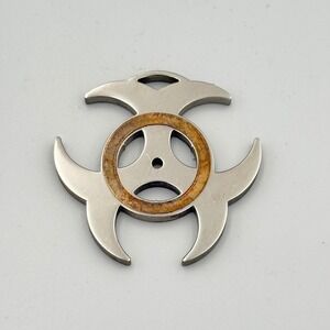 SteelX Stainless Steel Biohazard Pendant Charm Silver Amber Industrial Edgy
